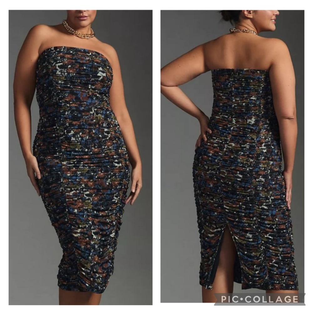 Anthropologie Let Me Be Ruched Strapless Dress NWT Size Extra Large